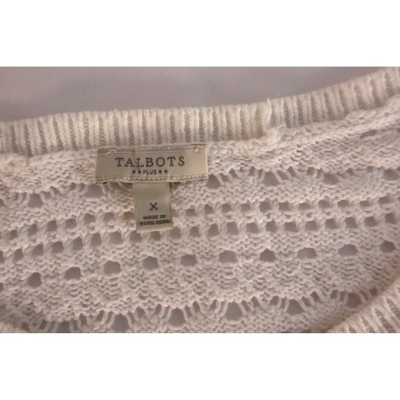 Talbots Women's Ivory Crochet Sweater Size X - Picture 5 of 13